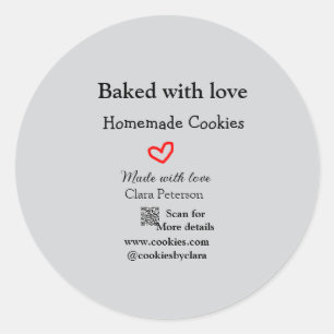 Gemaakt met liefde thuis cookies voeg QR toe gemaa Ronde Sticker