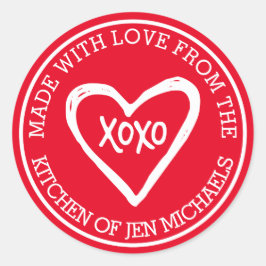 gemaakt met liefde van ronde sticker