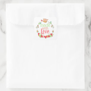Gemaakt met liefde voor kleine bedrijven vierkante sticker