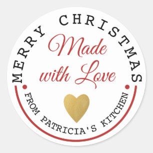 Gemaakt met liefde Vrolijke Kerstkoekjes Ronde Sticker