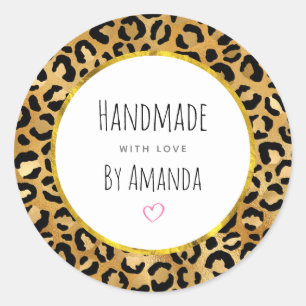 Gemaakt met Liefde Wild & Exotische Leopard Print Ronde Sticker