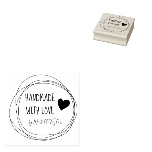Gemaakt met liefdesgerichte cirkels Rubberstempel Rubberstempel (Gestempeld)