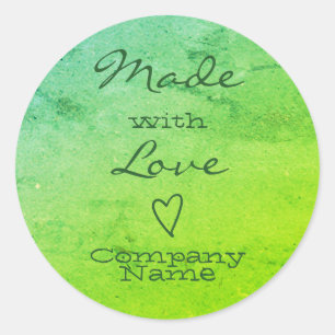 Gemaakt met liefdeslabels Heart Symbol Green gemar Ronde Sticker