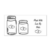 Gemaakt met liefdesstempel 	rubberstempel (Afrduk)