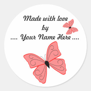 Gemaakt met liefdesvlinder ronde sticker