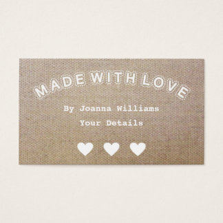 Gemaakt met Love Burlap Hessian Craft Shabby Label Visitekaartje