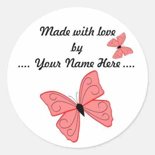 Gemaakt met Love Butterfly Sticker (Voorkant)