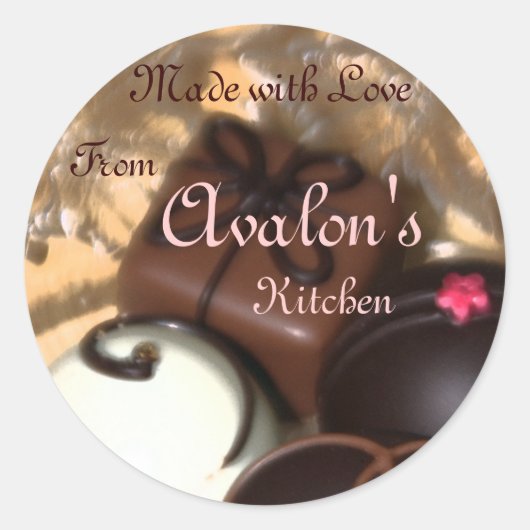 Gemaakt met Love Chocolates Baking Label Sticker (Voorkant)