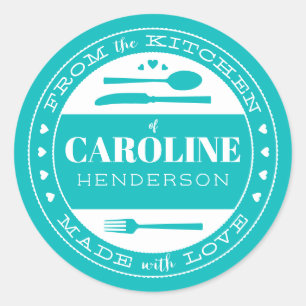 Gemaakt met Love Food Gift Sticker aqua