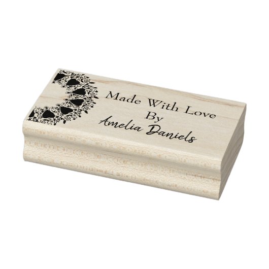 Gemaakt met Love Heart Wreath Wood Art Stamp Rubberstempel (Stempel)