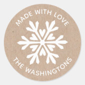 Gemaakt met Love Kraft Christmas Snowflake Sticker (Voorkant)
