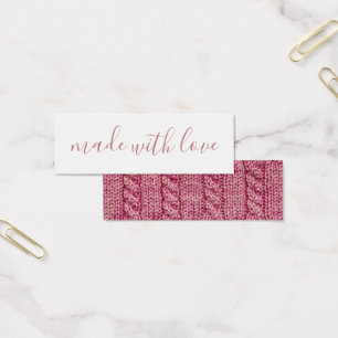 Gemaakt met Love Pink Knit Mini Labels Visitekaartjes
