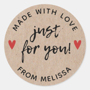 Gemaakt met Love Rustic Kraft Ronde Sticker