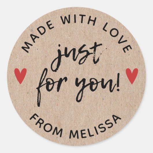 Gemaakt met Love Rustic Kraft Ronde Sticker (Voorkant)