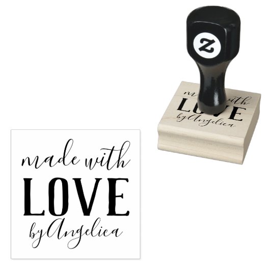 Gemaakt met Love Script gepersonaliseerd Rubberstempel (Gestempeld)