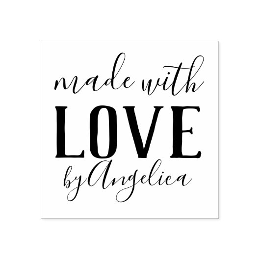 Gemaakt met Love Script gepersonaliseerd Rubberstempel (Afrduk)