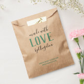 Gemaakt met Love Script Turquoise Kraft Bag Bedankzakje (Gezegeld)