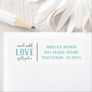 Gemaakt met Love Turquoise Handmade Business Etiket