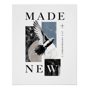 Gemaakt Nieuw 2 Korintiërs 5:17 Brutalist Duif Doo Perfect Poster