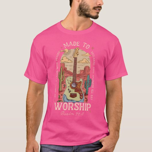 Gemaakt om Boho Westerne Christelijke gitaar West T-shirt (Voorkant)