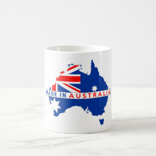 gemaakt op de kaart van australië van het vlaggen koffiemok