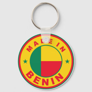 gemaakt op het etiket van het benin - land sleutelhanger