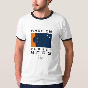 Gemaakt op Planet Mars T-Shirt met Marsvlag