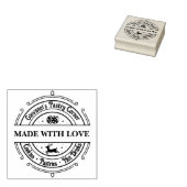 Gemaakt van liefde Modern Retro Red Rubberstempel (Gestempeld)