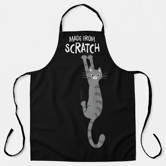 Gemaakt van Scratch Grappige Tabby Kat Hanging On Schort (Voorkant)
