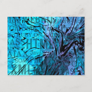 gemaakt van woorden, computerblauw briefkaart