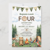 Gemaakt Vier Avontuur Camping 4e Verjaardag Kaart (Voorkant)