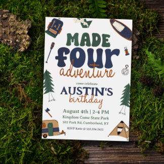 Gemaakt voor avontuur 4e verjaardag uitnodiging