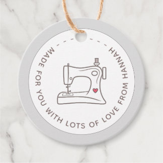 Gemaakt voor u met liefde naaimachine & hart bedankjes labels