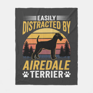 Gemakkelijk afgeleid door Airedale Terrier Retro-h Fleece Deken