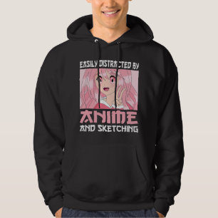 Gemakkelijk afgeleid door anime en schetsen Japans Hoodie