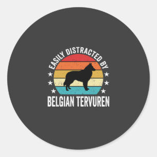 Gemakkelijk Afgeleid Door Belgische Tervuren Hond Ronde Sticker