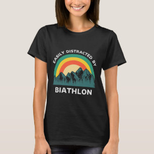 Gemakkelijk afgeleid door biatlon grappige winters t-shirt