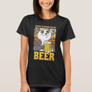 Gemakkelijk Afgeleid door Bier Panda Mannen Getrou T-shirt