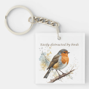 Gemakkelijk afgeleid door Birds Fun Quote Sleutelhanger