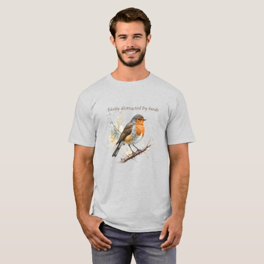 Gemakkelijk afgeleid door Birds Fun Quote T-shirt (Voorkant volledig)