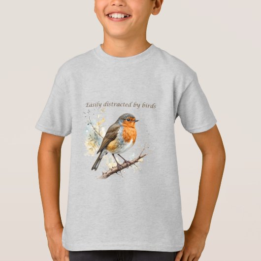Gemakkelijk afgeleid door Birds Fun Quote T-shirt (Voorkant)