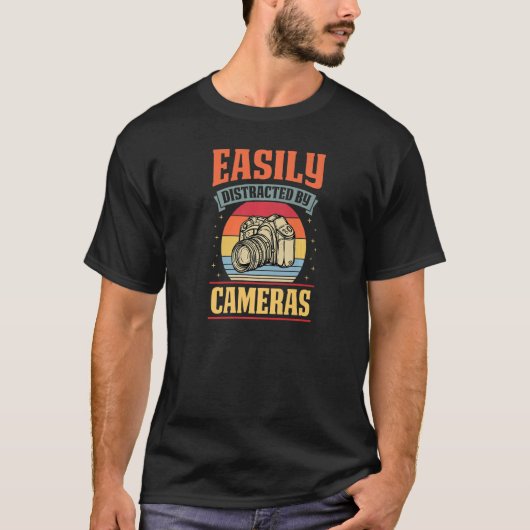 Gemakkelijk afgeleid door camera's Retro  PhotoGR T-shirt (Voorkant)