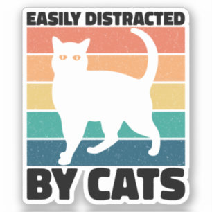Gemakkelijk afgeleid door Cats kat Kawaii Funny Ca Sticker