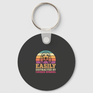 Gemakkelijk Afgeleid Door Cocker Spaniel Retro Hon Sleutelhanger
