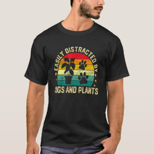 Gemakkelijk Afgeleid Door Hond En Planten Retro Tu T-shirt