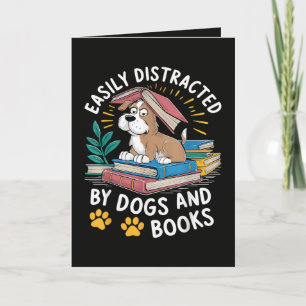 Gemakkelijk Afgeleid door Honden en Boeken Grappig Feestdagen Kaart