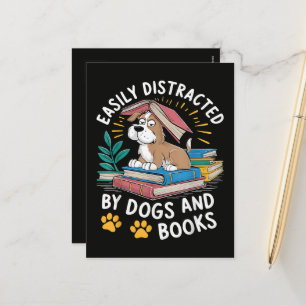 Gemakkelijk Afgeleid door Honden en Boeken Grappig Feestdagenkaart