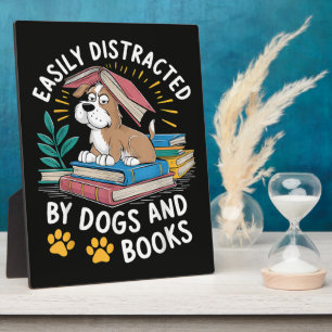Gemakkelijk Afgeleid door Honden en Boeken Grappig Fotoplaat