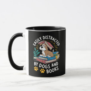 Gemakkelijk afgeleid door honden en boeken Grappig Mok