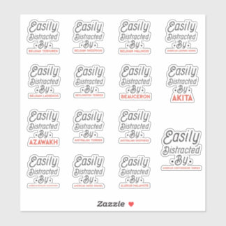 Gemakkelijk afgeleid door honden, pak van sticker